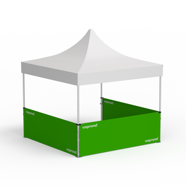 Faltpavillon Select, Beispiel mit 3 halbhohen Wänden