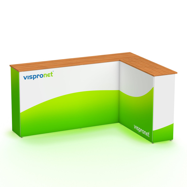 Promotion Counter LED Ecke links - ringsum bedruckt, Rückansicht