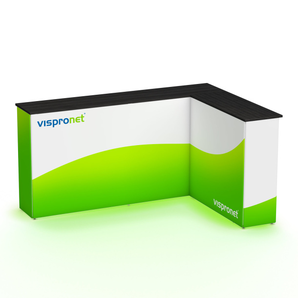 Promotion Counter LED Ecke links - ringsum bedruckt, Rückansicht