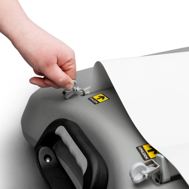 Aufrollsicherung für einen einfachen Druckteilwechsel