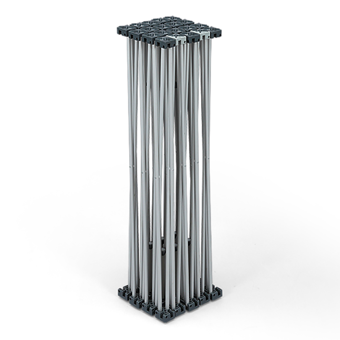 Scherengittersystem 3 x 3 auf kompakte Transportgröße zusammengefaltet