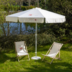 Perfekte Kombi in beige: Sonnenschirm ø 250 cm und Liegestuhl mit partiellem DTF-Druck oder einfarbig