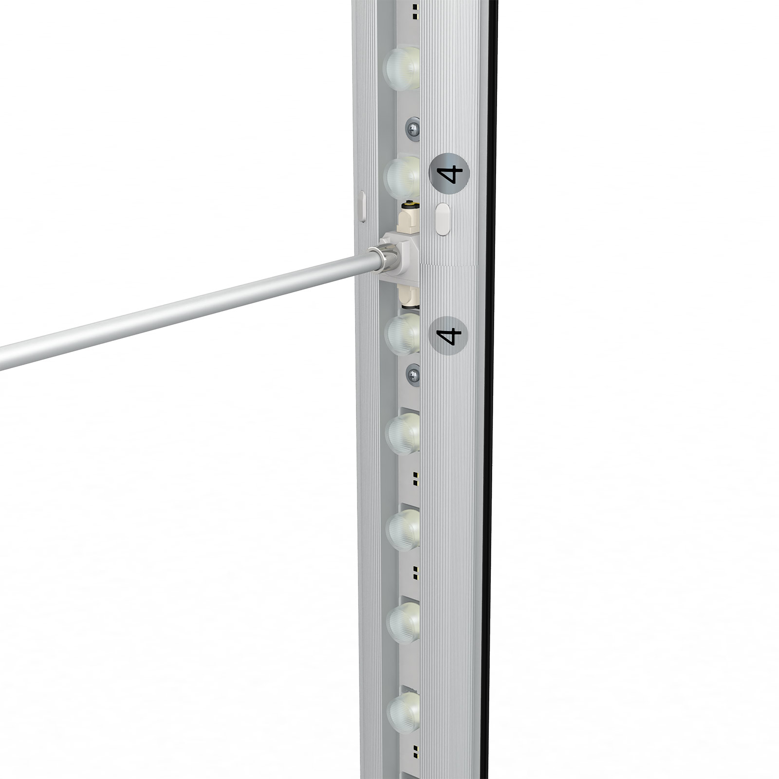 Messewand Lightbox click, Befestigung Stützstange