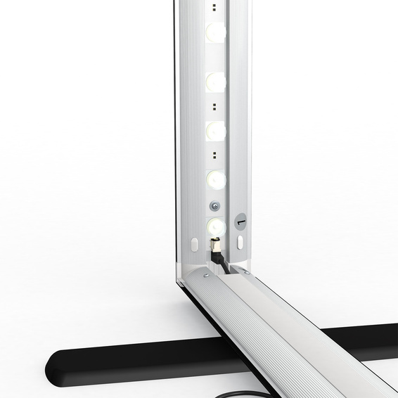 Messewand Lightbox click, Detail: Ecke