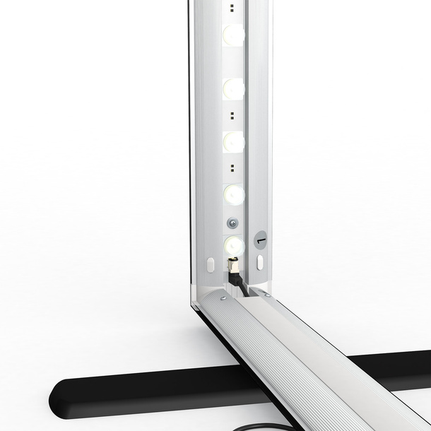 Messewand Lightbox click, Detail: Ecke