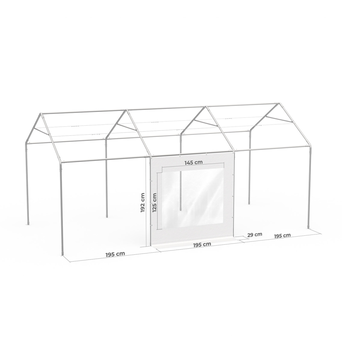 Zeltwand mit Fenster: Beispiel am Zeltgestell Partyzelt Select 3 x 6 m
