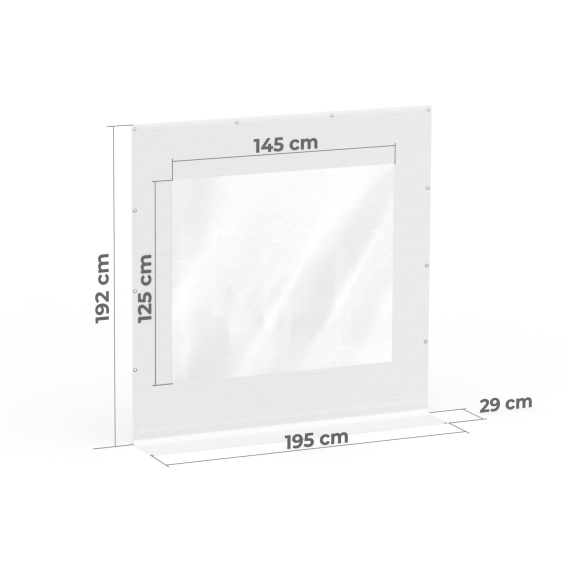 Zeltwand mit Fenster für die Zeltseiten von Partyzelten - Maße