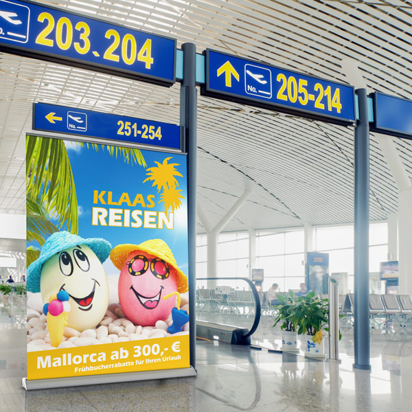 Roll Up Select Breite 150 cm als mobile Werbefläche für Reisebüros