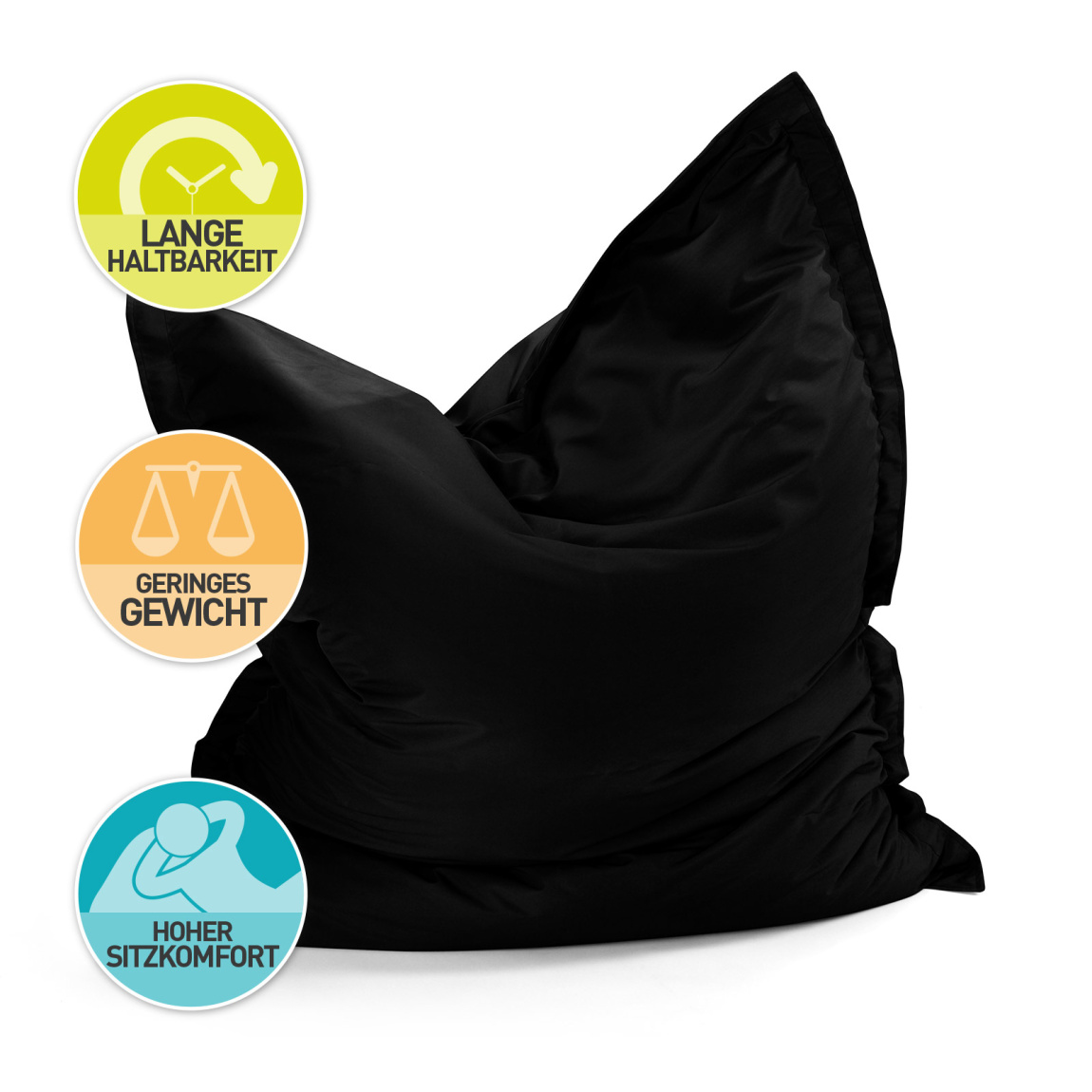 Sitzsack eckig als bequeme Sitzgelegenheit, Größe 140 x 180 cm