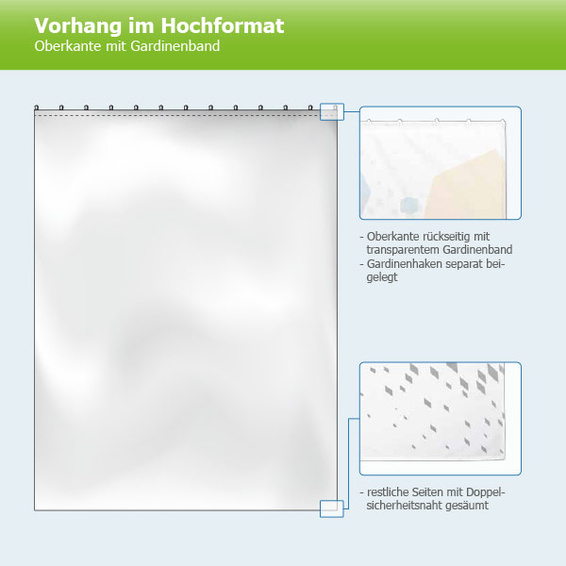 Vorhänge im Hochformat, Oberkante mit Gardinenband