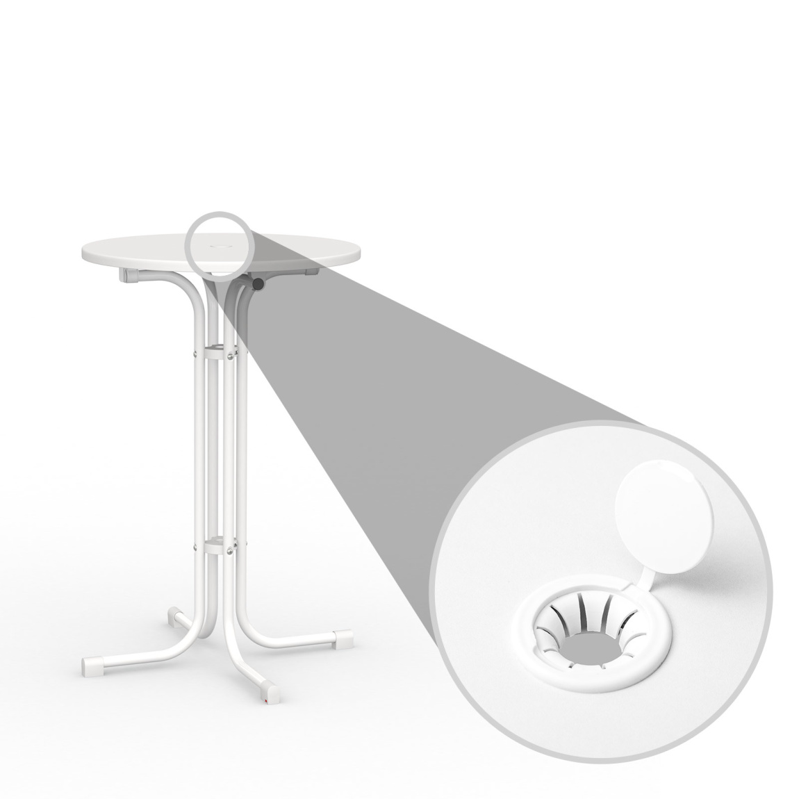 Stehtisch inkl. Schirmlochbohrung mit verschließbarem Deckel