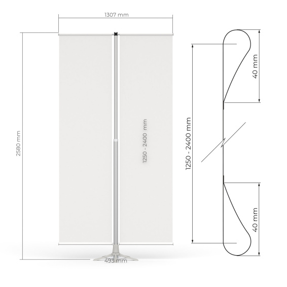 geeignet für Fahnen: Breite 60 cm, Höhe 125 - 240 cm
