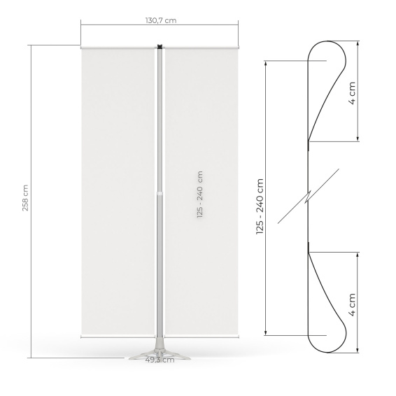 geeignet für Fahnen: Breite 60 cm, Höhe 125 - 240 cm
