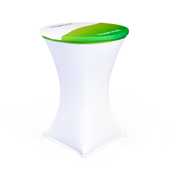 Top Cover in Kombination mit weißer Stehtisch-Husse