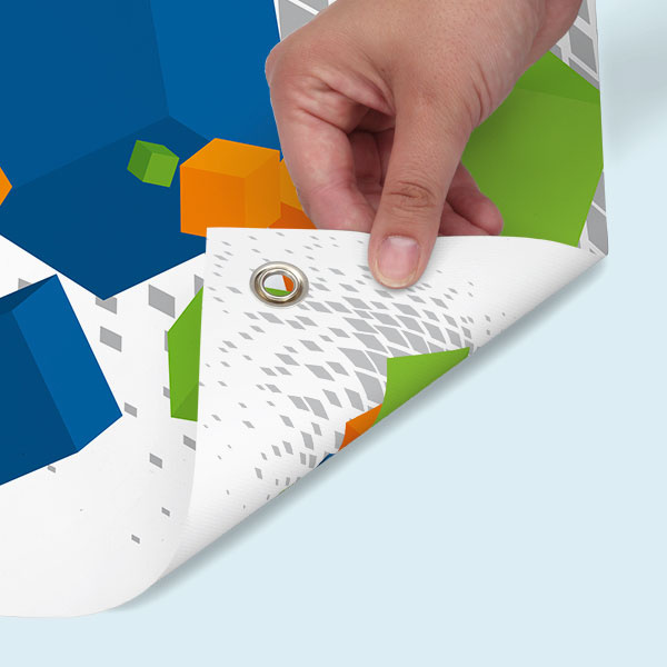 Werbebanner, PVC-Banner Basic mit Metallöse ø 10 mm, Rückseite