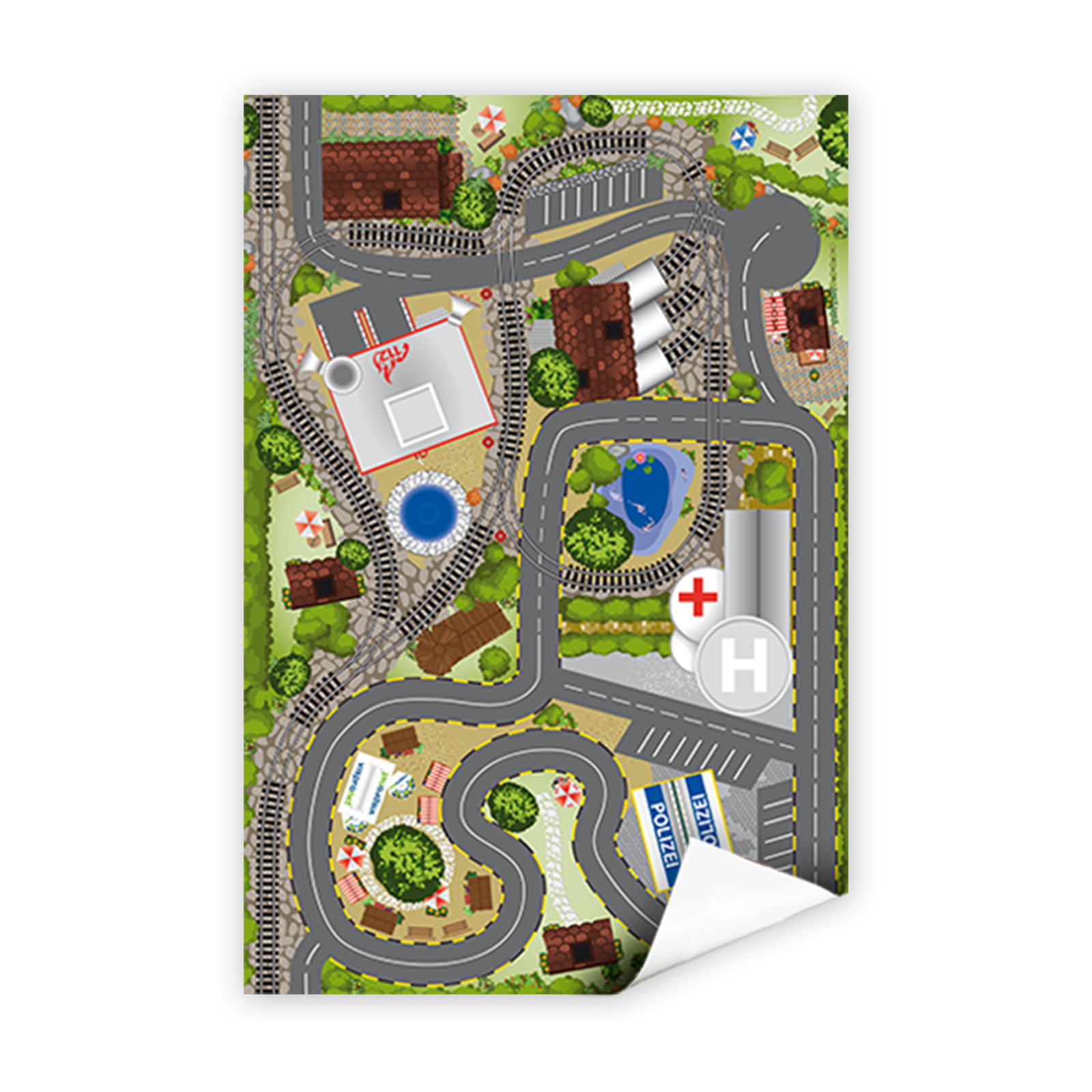 PVC-Banner im Hochformat mit Stadt-Motiv