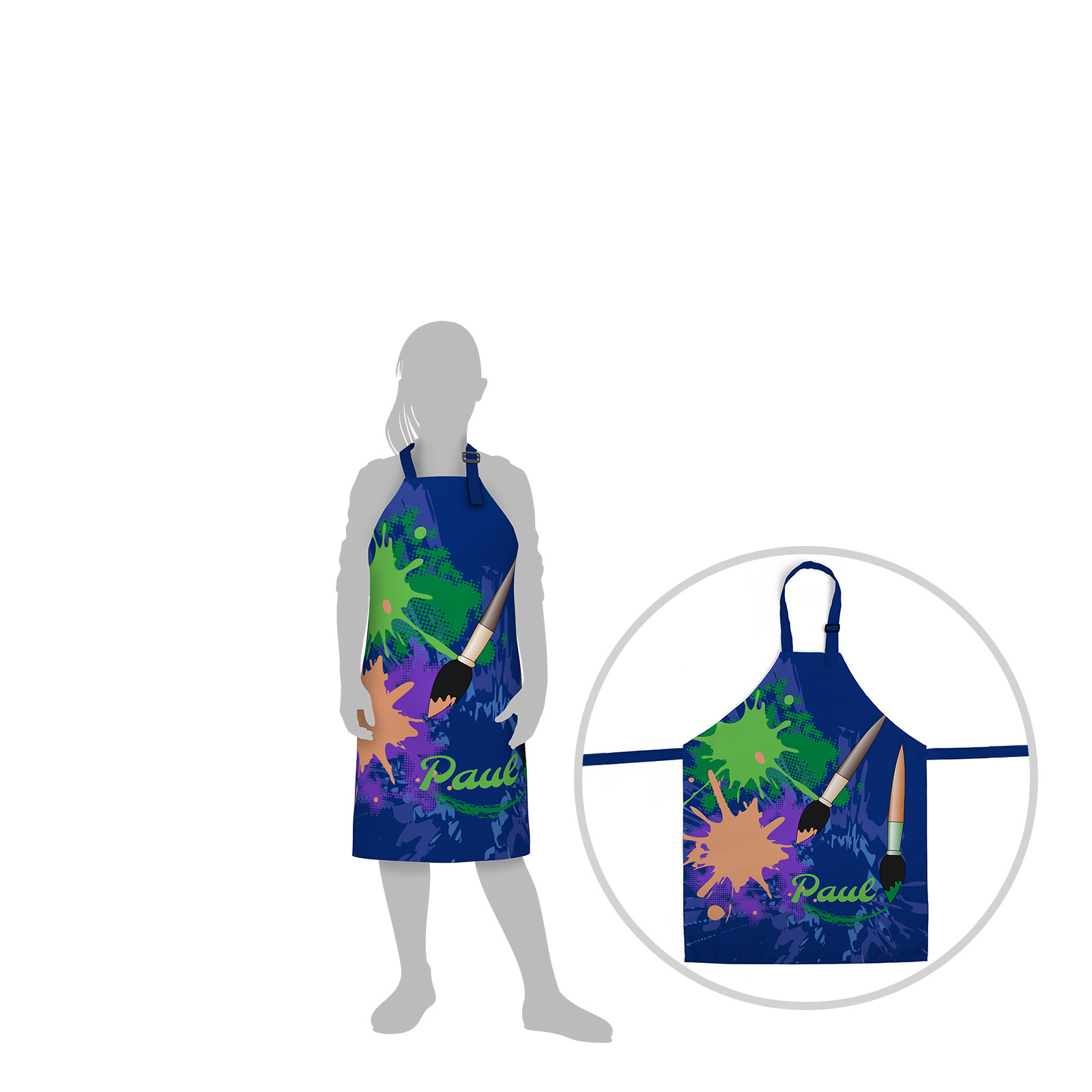 Fotoschürze für Kinder mit Farbenmotiv