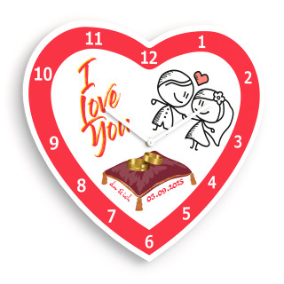 Wanduhr, Herz, 28 x 25 cm - Liebe