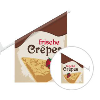 Eisfahne, beidseitig, 60°, 46 x 37/64 cm - Crêpes