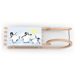 Hörnerschlitten, Einsitzer, quer, 50 x 35 cm - Pinguine