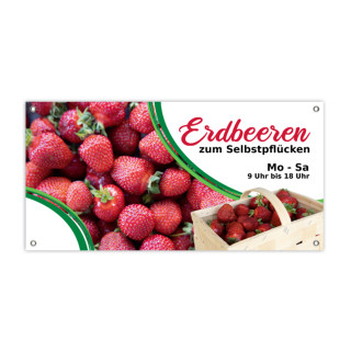 PVC-Banner 200 x 100 cm, Metallösen in Ecken - Erdbeeren