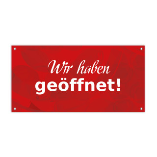 PVC-Banner 200 x 100 cm, Metallösen in Ecken - Geöffnet