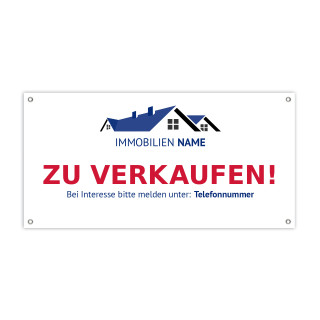 PVC-Banner 200 x 100 cm, Metallösen in Ecken - Hausverkauf