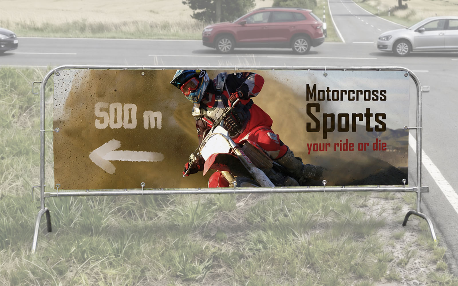 Plane für Absperrgitter Motorcross Event
