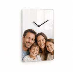 Individuell bedruckte rechteckige Wanduhr mit Zifferblatt oben