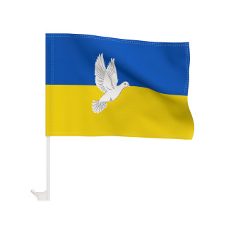 Autofahnen Ukraine mit Friedenstaube