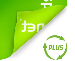Fahne aus Vispronet® Recyclingmaterial Green Plus