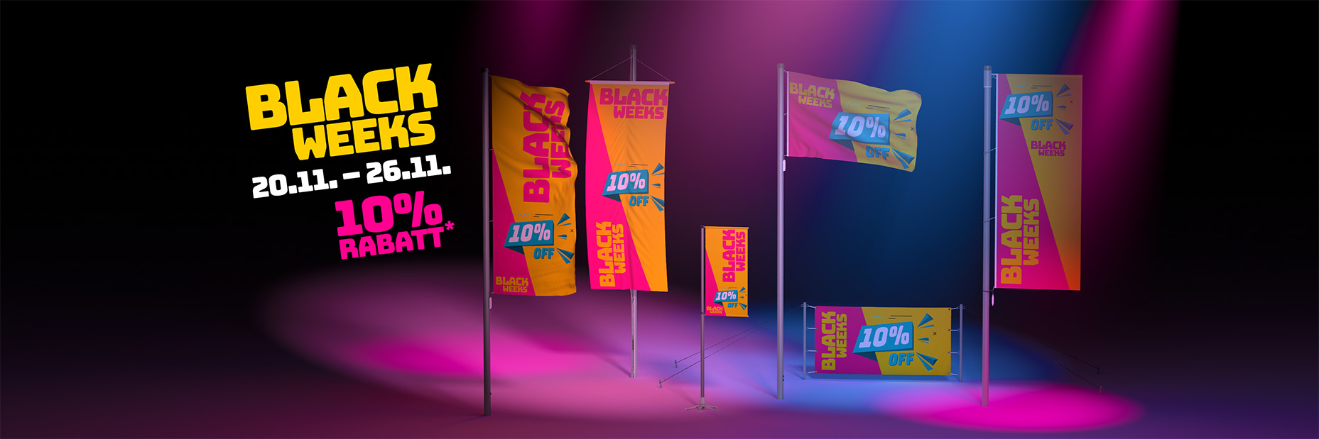 Fahnen in verschiedenen Ausführungen