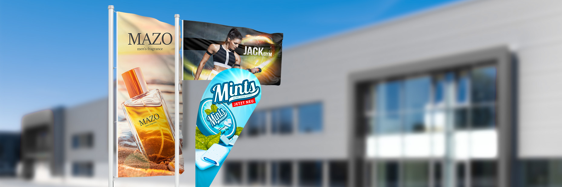 Fahnen in verschiedenen Ausführungen